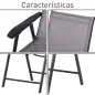 Conjunto de 2 Sillas Plegables para Exterior con Reposabrazos para Jardín Terraza Carga 110 kg 58x64x94 cm Gris