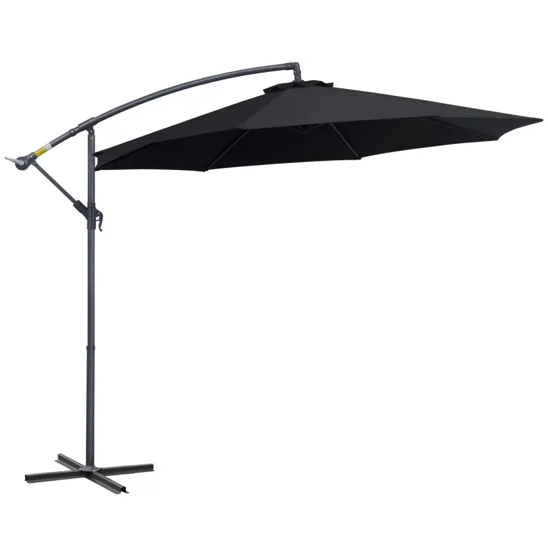 Sombrilla de Jardín Ø295x250 cm Parasol Excéntrico Inclinable con Manivela Base Cruzada y Soporte de Metal 8 Varillas para Terra