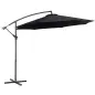 Sombrilla de Jardín Ø295x250 cm Parasol Excéntrico Inclinable con Manivela Base Cruzada y Soporte de Metal 8 Varillas para Terra