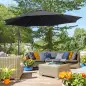 Sombrilla de Jardín Ø295x250 cm Parasol Excéntrico Inclinable con Manivela Base Cruzada y Soporte de Metal 8 Varillas para Terra