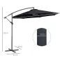 Sombrilla de Jardín Ø295x250 cm Parasol Excéntrico Inclinable con Manivela Base Cruzada y Soporte de Metal 8 Varillas para Terra