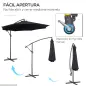 Sombrilla de Jardín Ø295x250 cm Parasol Excéntrico Inclinable con Manivela Base Cruzada y Soporte de Metal 8 Varillas para Terra