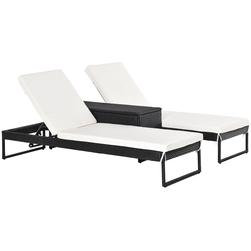 Conjunto 2 Tumbonas y 1 Mesa de Ratán Conjunto 2 Tumbonas y 1 Mesa de Ratán