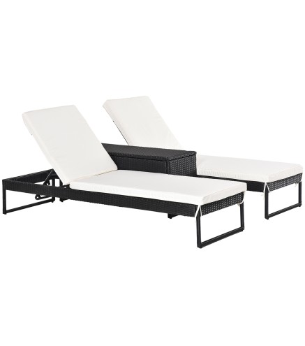 Conjunto 2 Tumbonas y 1 Mesa de Ratán