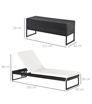 Conjunto 2 Tumbonas y 1 Mesa de Ratán