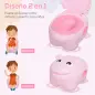 Orinal Infantil con Forma de Hipopótamo con Asas para Niños a partir de 6 Meses Inodoro de Aprendizaje 40x30x23 cm Rosa