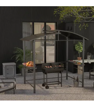Barbacoa de Carbón con Parrilla Ajustable en Altura para Exterior Barbacoa Portátil con Estante de Almacenaje y Ruedas 90x45x96