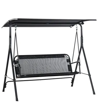 Columpio de Jardín de Exterior de 2 Plazas Silla Balancín con Parasol Techo Ajustable en Ángulo Terraza Balcón Exterior Carga 20