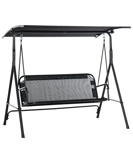 Columpio de Jardín de Exterior de 2 Plazas Silla Balancín con Parasol Techo Ajustable en Ángulo Terraza Balcón Exterior Carga 20