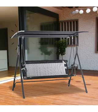 Columpio de Jardín de Exterior de 2 Plazas Silla Balancín con Parasol Techo Ajustable en Ángulo Terraza Balcón Exterior Carga 20