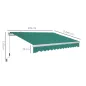 Toldo Manual 395x245 cm con Manivela Toldo Balcón Patio Terraza de Aluminio y Tejido Poliéster 280 g/m² Anti-UV Verde