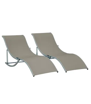 Conjunto de 2 Tumbonas de Jardín Tumbonas Plegables con Marco de Aluminio Texteline para Piscina Patio 165x61x63 cm Gris