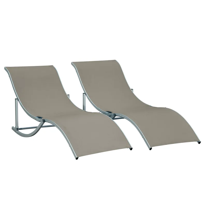 Conjunto de 2 Tumbonas de Jardín Tumbonas Plegables con Marco de Aluminio Texteline para Piscina Patio 165x61x63 cm Gris