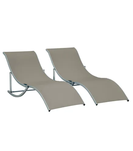 Conjunto de 2 Tumbonas de Jardín Tumbonas Plegables con Marco de Aluminio Texteline para Piscina Patio 165x61x63 cm Gris