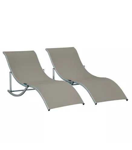 Conjunto de 2 Tumbonas de Jardín Tumbonas Plegables con Marco de Aluminio Texteline para Piscina Patio 165x61x63 cm Gris