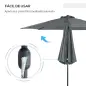 Sombrilla de Jardín Ø295x250 cm con Manivela Parasol Exterior con Mecanismo de Inclinación y Poste Desmontable de Metal para Ter