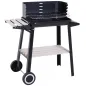 Barbacoa de Carbón Vegetal BBQ con Altura de Parrilla Ajustable Estantes y Ruedas para Exterior 83x46x87 cm Negro