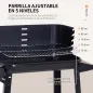 Barbacoa de Carbón Vegetal BBQ con Altura de Parrilla Ajustable Estantes y Ruedas para Exterior 83x46x87 cm Negro