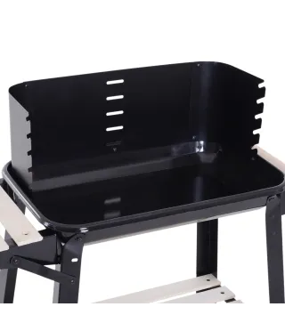 Barbacoa de Carbón Vegetal BBQ con Altura de Parrilla Ajustable Estantes y Ruedas para Exterior 83x46x87 cm Negro