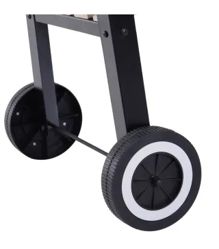 Barbacoa de Carbón Vegetal BBQ con Altura de Parrilla Ajustable Estantes y Ruedas para Exterior 83x46x87 cm Negro