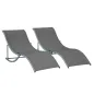 2 Tumbonas Plegables con Marco de Aluminio en Forma de S Carga de 120 kg para Piscina Terraza 165x61x63 cm Gris Oscuro
