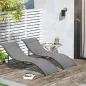 2 Tumbonas Plegables con Marco de Aluminio en Forma de S Carga de 120 kg para Piscina Terraza 165x61x63 cm Gris Oscuro