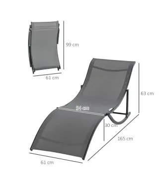 2 Tumbonas Plegables con Marco de Aluminio en Forma de S Carga de 120 kg para Piscina Terraza 165x61x63 cm Gris Oscuro