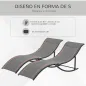 2 Tumbonas Plegables con Marco de Aluminio en Forma de S Carga de 120 kg para Piscina Terraza 165x61x63 cm Gris Oscuro