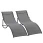 2 Tumbonas Plegables con Marco de Aluminio en Forma de S Carga de 120 kg para Piscina Terraza 165x61x63 cm Gris Oscuro