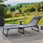 Tumbona Plegable y Ajustable de 4 Posiciones Silla Reclinable de Jardín con Sistema de Cordones para Exterior Marco Acero 197x58