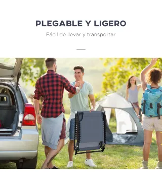 Tumbona Plegable y Ajustable de 4 Posiciones Silla Reclinable de Jardín con Sistema de Cordones para Exterior Marco Acero 197x58