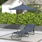 Tumbona Plegable y Ajustable de 4 Posiciones Silla Reclinable de Jardín con Sistema de Cordones para Exterior Marco Acero 197x58