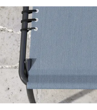 Tumbona Plegable y Ajustable de 4 Posiciones Silla Reclinable de Jardín con Sistema de Cordones para Exterior Marco Acero 197x58