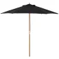 Sombrilla de Jardín Ø250x230 cm Parasol de Terraza con Marco de Madera 6 Varillas Sistema de Cuerda e Impermeable Negro