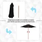Sombrilla de Jardín Ø250x230 cm Parasol de Terraza con Marco de Madera 6 Varillas Sistema de Cuerda e Impermeable Negro