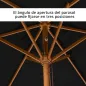 Sombrilla de Jardín Ø250x230 cm Parasol de Terraza con Marco de Madera 6 Varillas Sistema de Cuerda e Impermeable Negro