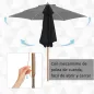 Sombrilla de Jardín Ø250x230 cm Parasol de Terraza con Marco de Madera 6 Varillas Sistema de Cuerda e Impermeable Negro