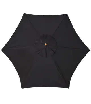 Sombrilla de Jardín Ø250x230 cm Parasol de Terraza con Marco de Madera 6 Varillas Sistema de Cuerda e Impermeable Negro