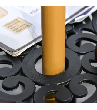 Sombrilla de Jardín Ø250x230 cm Parasol de Terraza con Marco de Madera 6 Varillas Sistema de Cuerda e Impermeable Negro