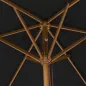 Sombrilla de Jardín Ø250x230 cm Parasol de Terraza con Marco de Madera 6 Varillas Sistema de Cuerda e Impermeable Negro