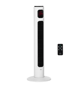 Ventilador de Torre Silencioso 45W con Control Remoto 3 Velocidades 3 Modos Temporizador 10H Oscilación 70° Blanco