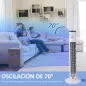 Ventilador de Torre Silencioso 45W con Control Remoto 3 Velocidades 3 Modos Temporizador 10H Oscilación 70° Blanco