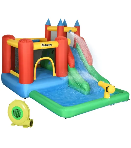 Castillo Inflable para Niños +3 Años con Tobogán Trampolín Piscina y Bolsa de Transporte 330x245x215 cm Multicolor