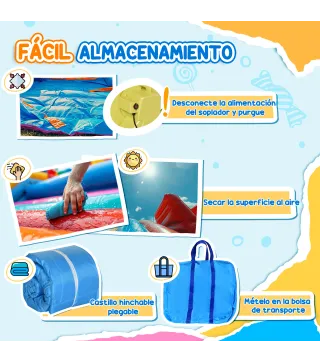 Castillo Inflable para Niños +3 Años con Tobogán Trampolín Piscina y Bolsa de Transporte 330x245x215 cm Multicolor