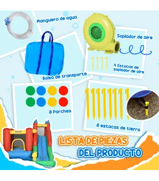 Castillo Inflable para Niños +3 Años con Tobogán Trampolín Piscina y Bolsa de Transporte 330x245x215 cm Multicolor