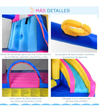 Castillo Inflable Infantil en Forma de Unicornio con Tobogán Piscina Cama de Salto Inflador 360x305x210 cm Multicolor