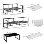 Conjunto de Muebles de Jardín 3 Piezas de Aluminio Juego de Muebles con Mesa de Vidrio Sofá de 5 Plazas con Respaldo Ajustable y