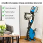 Bicicleta Estática Plegable con Respaldo 8 Niveles de Resistencia Volante Pantalla LCD Pulsómetro y Sillín Ajustable