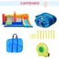 Castillo Hinchable con 2 Toboganes 2 Camas de Salto y Piscina para Niños +3 Años Incluye Inflador y Bolsa de Transporte para Int