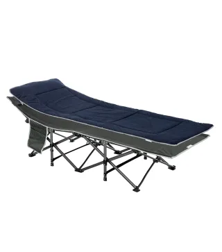 Cama de Acampada con Cojín Almohada Bolsillo Bolsa de Transporte y Marco de Acero Carga 150 kg 188x64,5x53 cm Azul